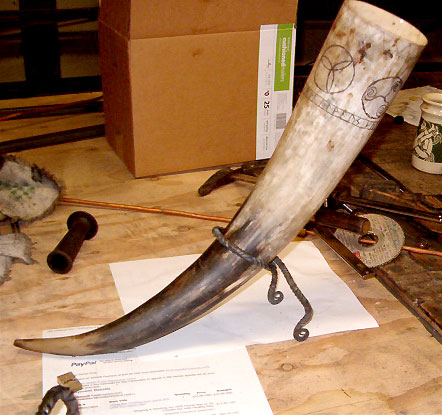 Viking Drinking Horn Stand Table Style  