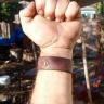 Thor\'s Hammer Leather Wrist Band with Runes
